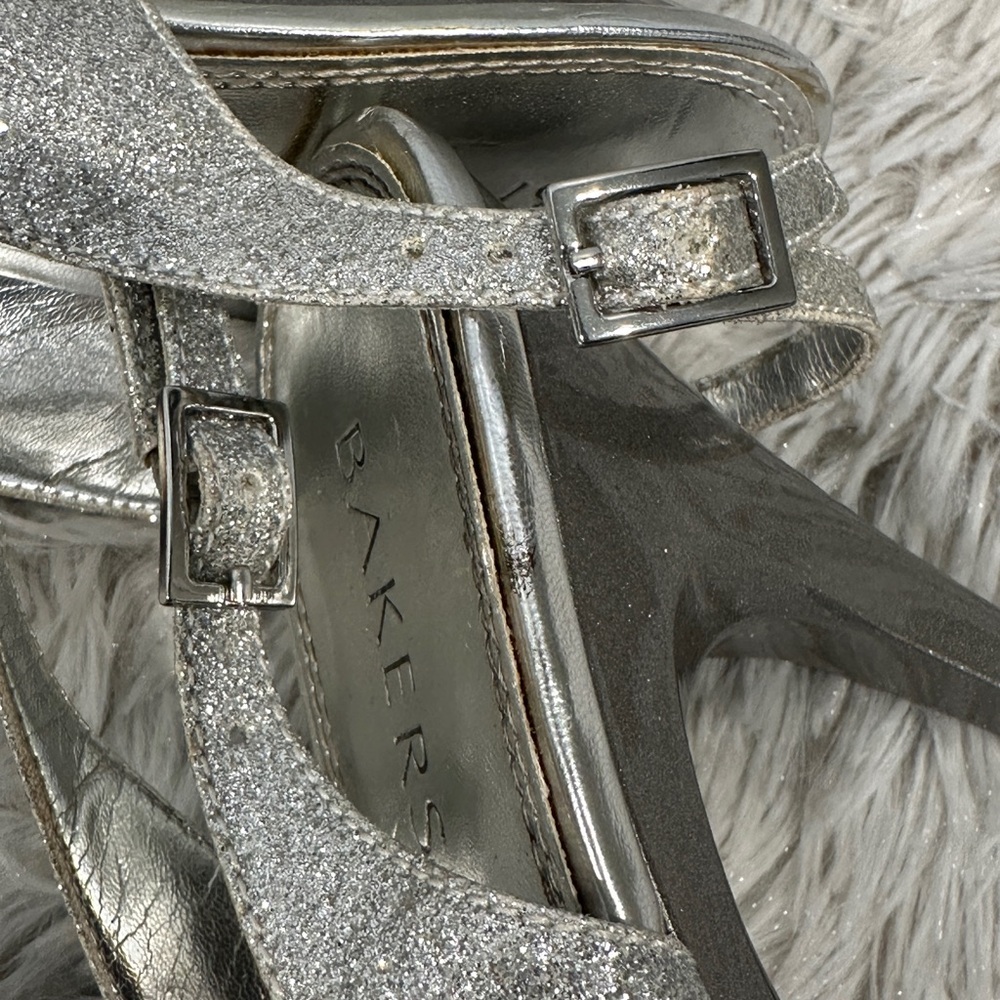Bakers Silver Glitter Women's Slingback Heels - Picture 10 of 12
